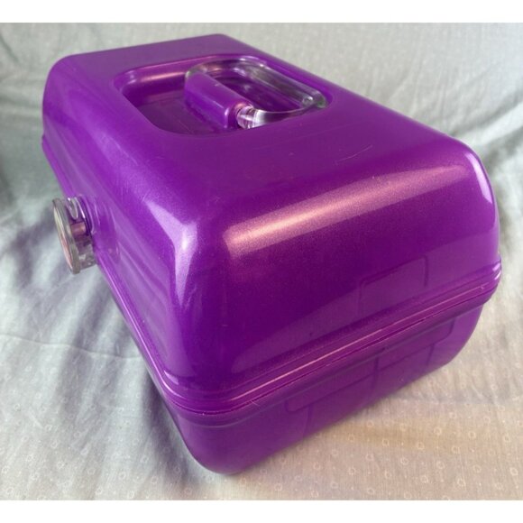 Vintage 90s Caboodles Purple Glitter Cosmetic Case 5622 With Clasp Mirror - Picture 5 of 10